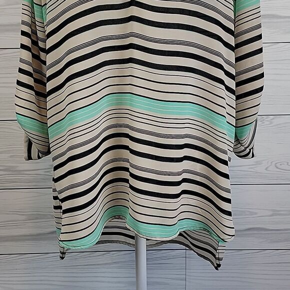 Hippie Rose striped mint green casual blouse Women's Size M - Picture 3 of 12